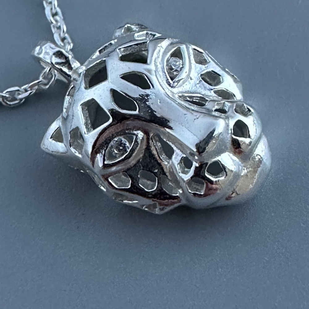 Sterling Silver CZ Cheetah Necklace - Picture 10 of 10